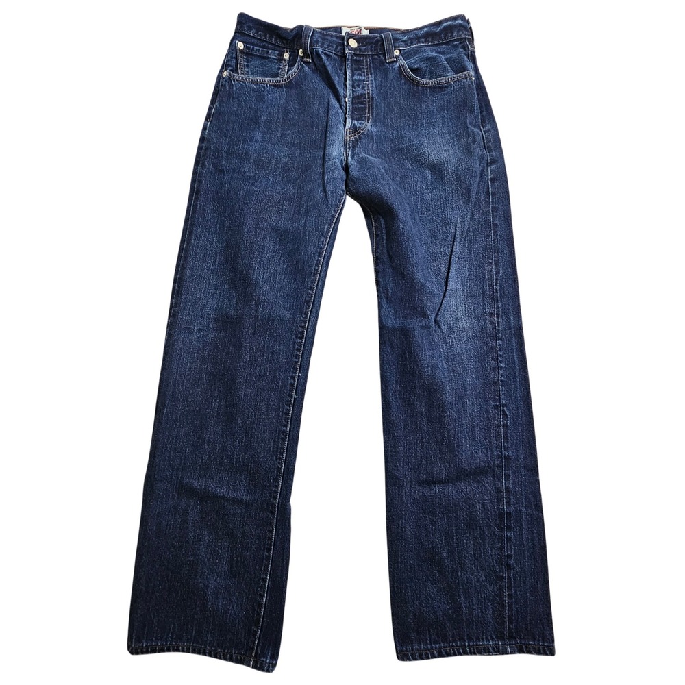 Levi's 501 Jeans Mens 34x34 Dark Wash Selvedge Denim Straight Leg Button Fly